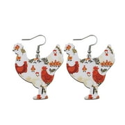 BKBP 1 Pair Of Drop Earrings Wooden Chicken Design Party Accessories Presidential Election Jewelry